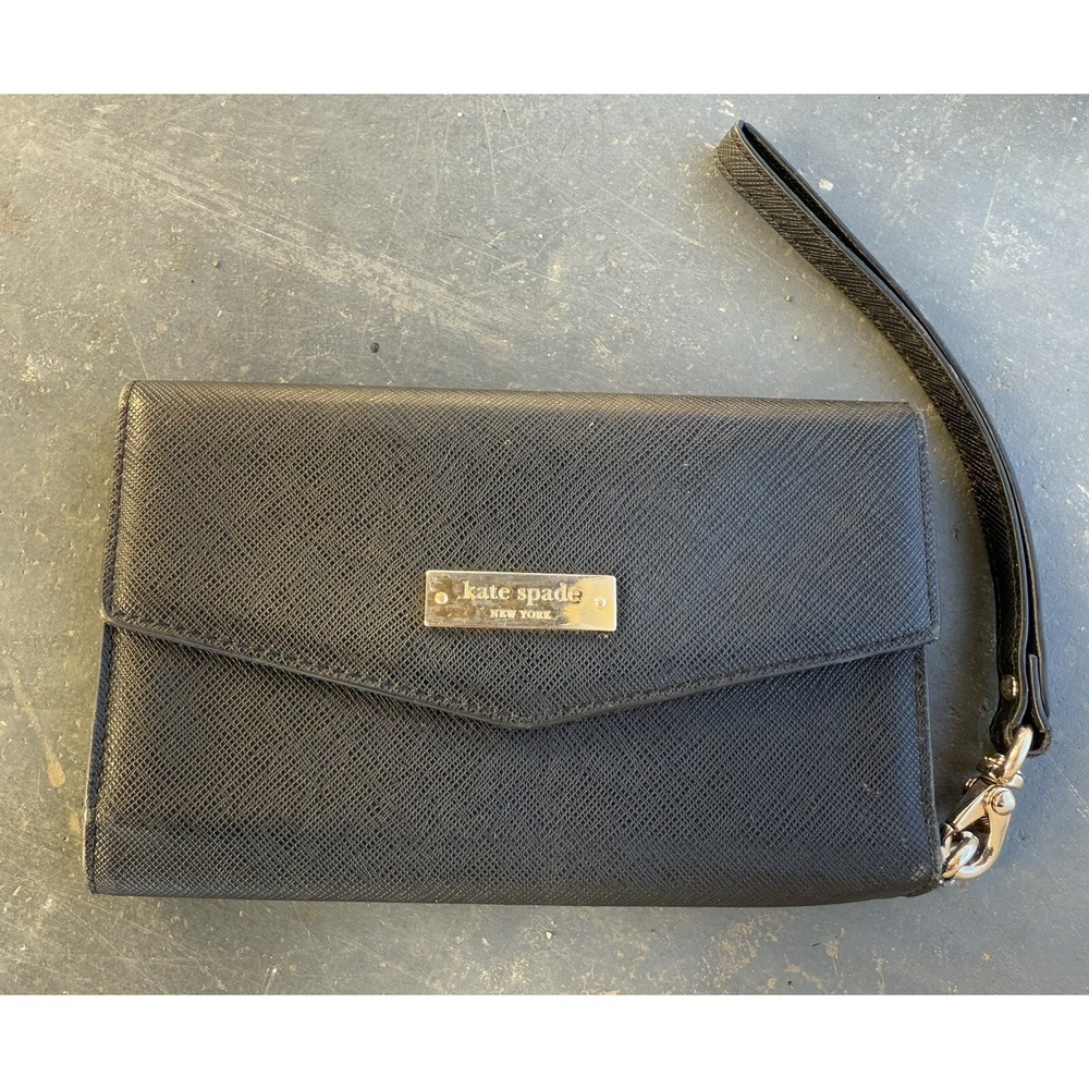 Kate Spade Laurel Way iPhone Saffiano Leather Wallet‎ Wristlet Clutch Black